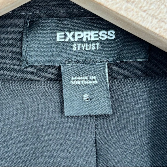 Express Black Stylist Peak Lapel Double Breasted Cropped Blazer - Picture 6 of 9